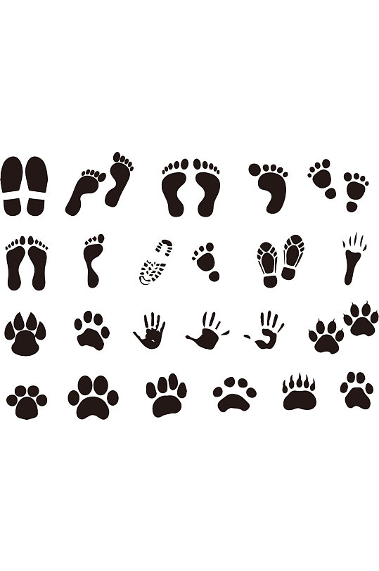 人类脚印动物脚印元素设计