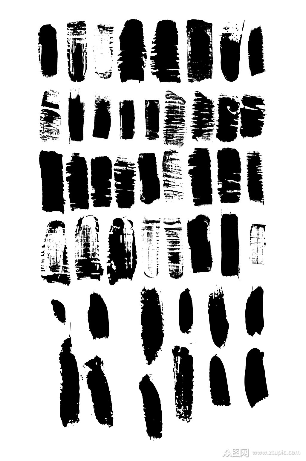 水墨笔刷痕迹元素设计素材