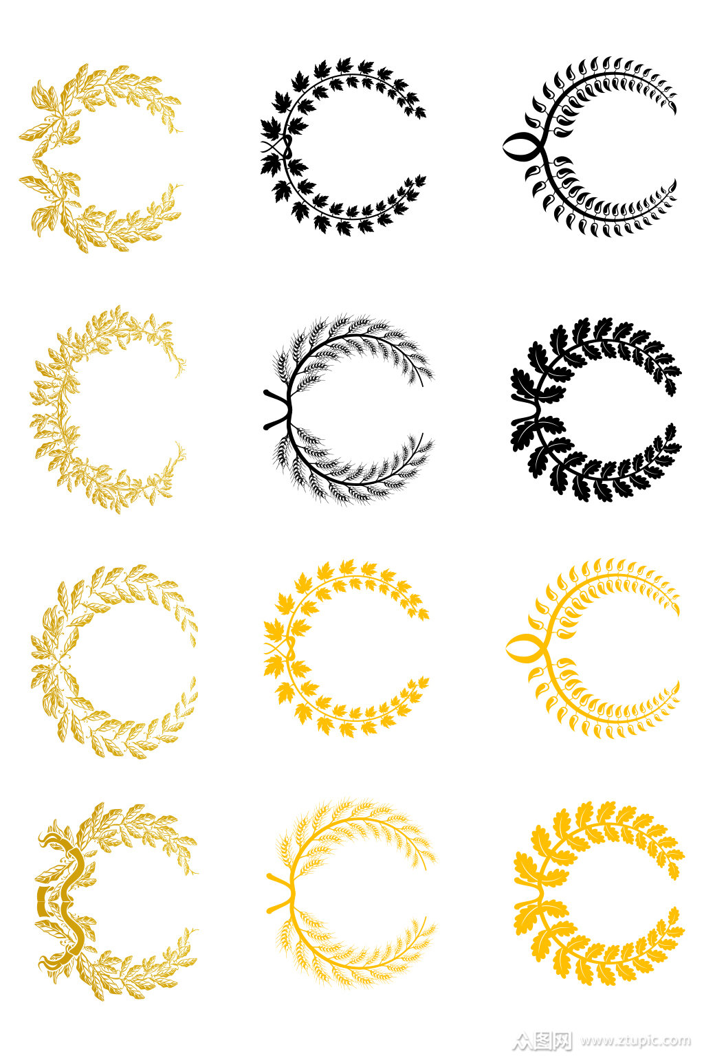 矢量稻穗徽章元素素材