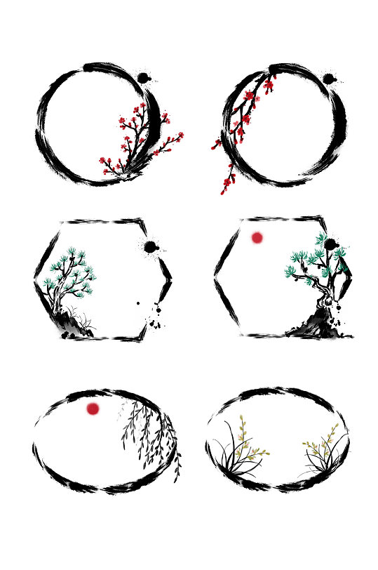中国风水墨花边素材-众图网