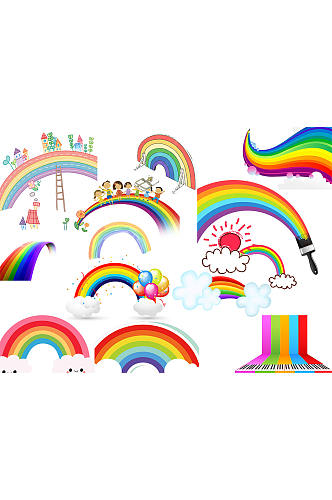 卡通彩虹云朵素材设计