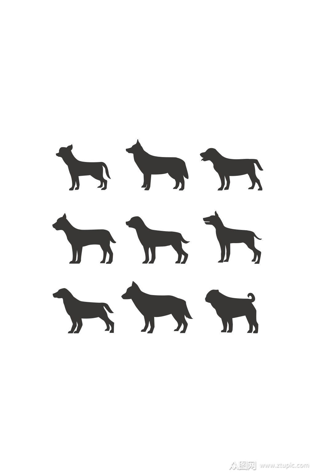 矢量狗狗剪影素材素材