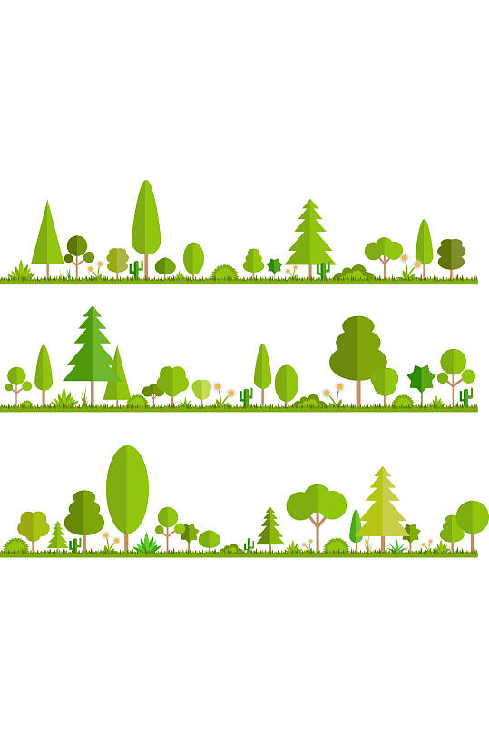 手绘绿色能源树木卡通素材