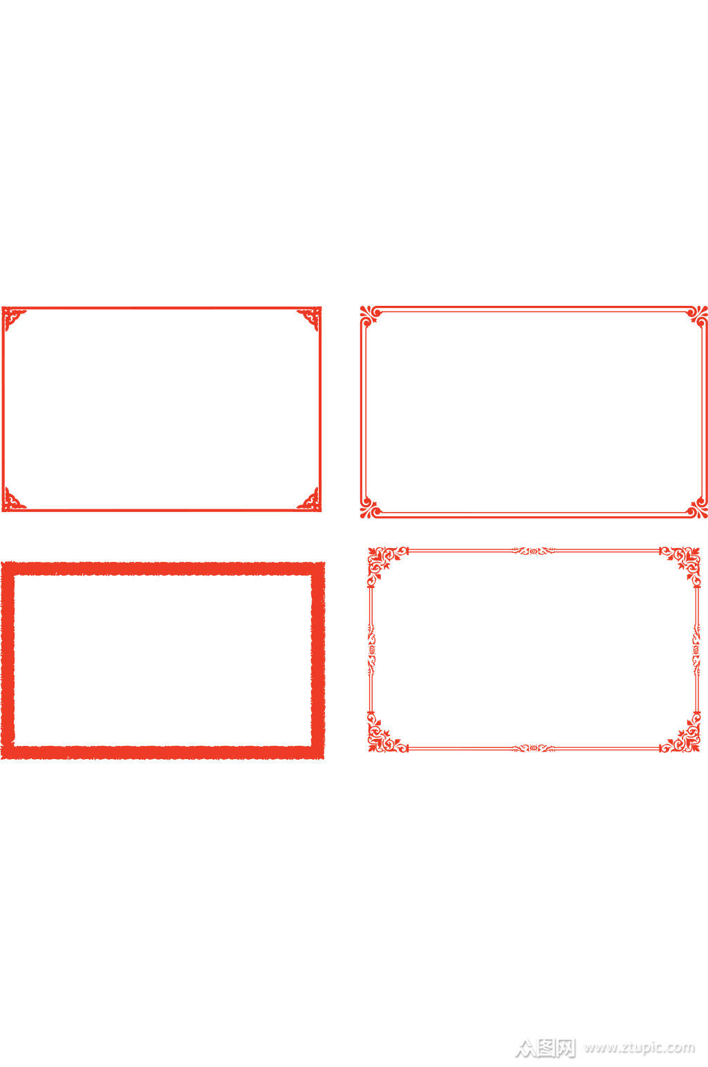 简约红色边框角框素材