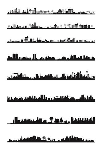 简约城市剪影设计素材 元素