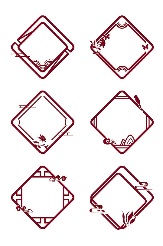 简约中式花窗复古花窗设计素材