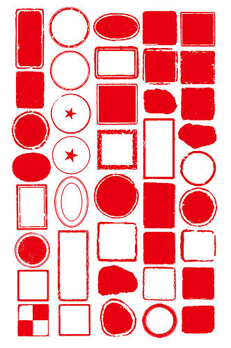 红色免扣古典印章设计元素