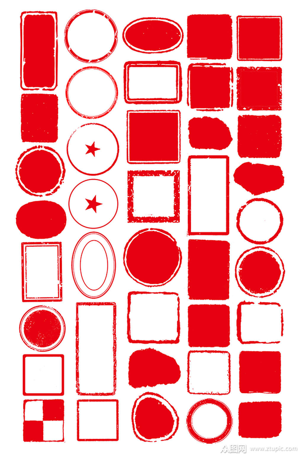 红色免扣古典印章设计元素模板下载-编号3095596-众图网