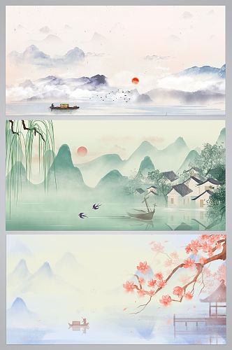 中国风山水背景素材设计