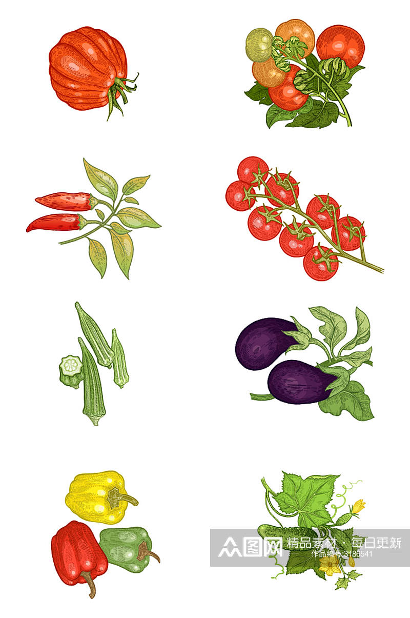 简约手绘水果蔬菜设计素材