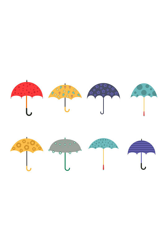 简约卡通雨伞素材设计