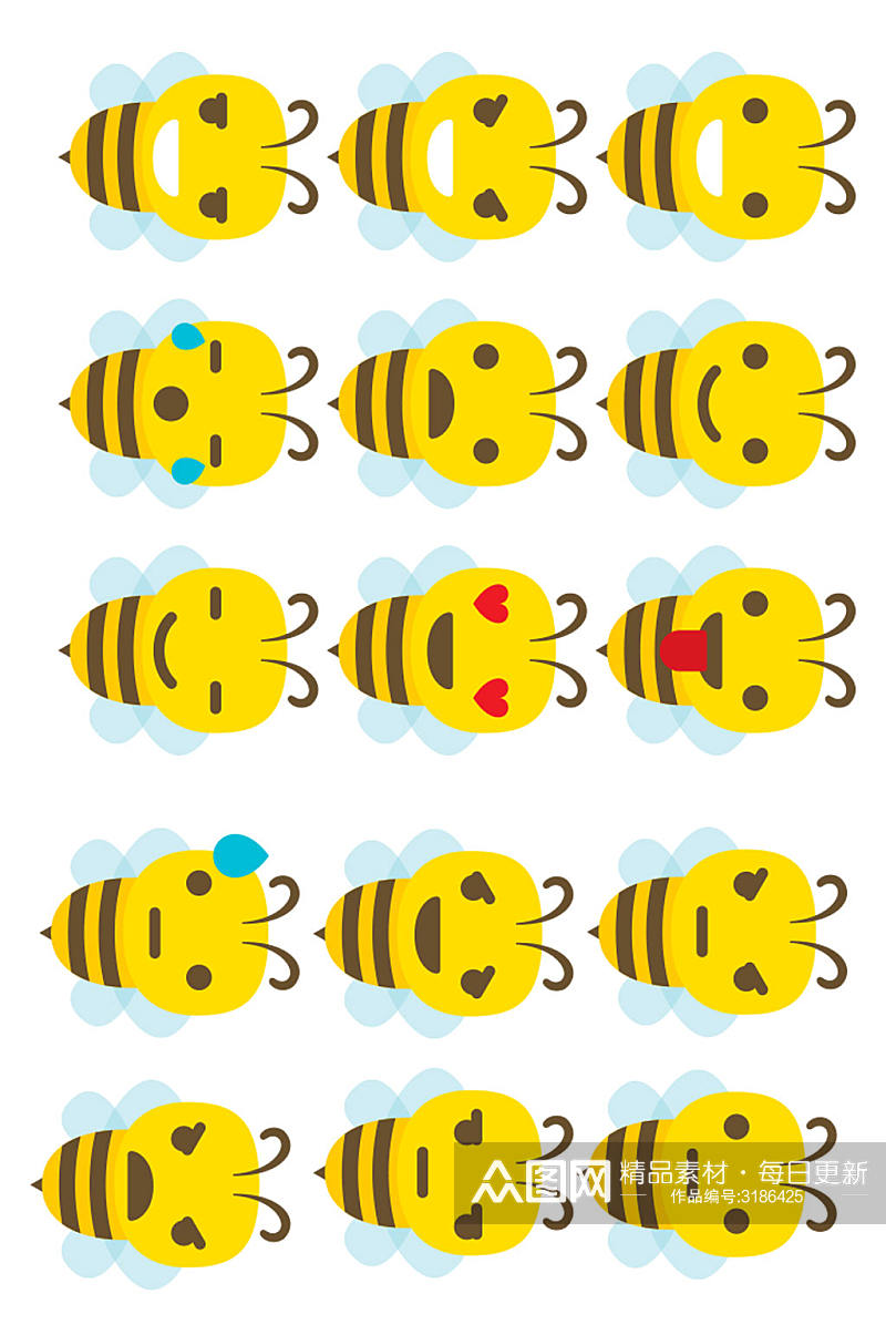 简约小蜜蜂平面矢量手绘素材素材