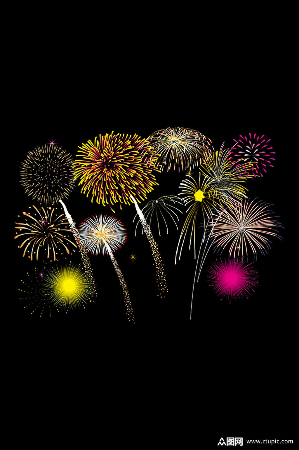 简约矢量烟花素材设计