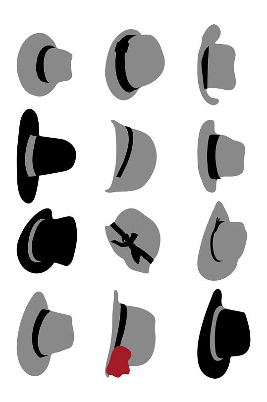 手绘12款帽子素材设计