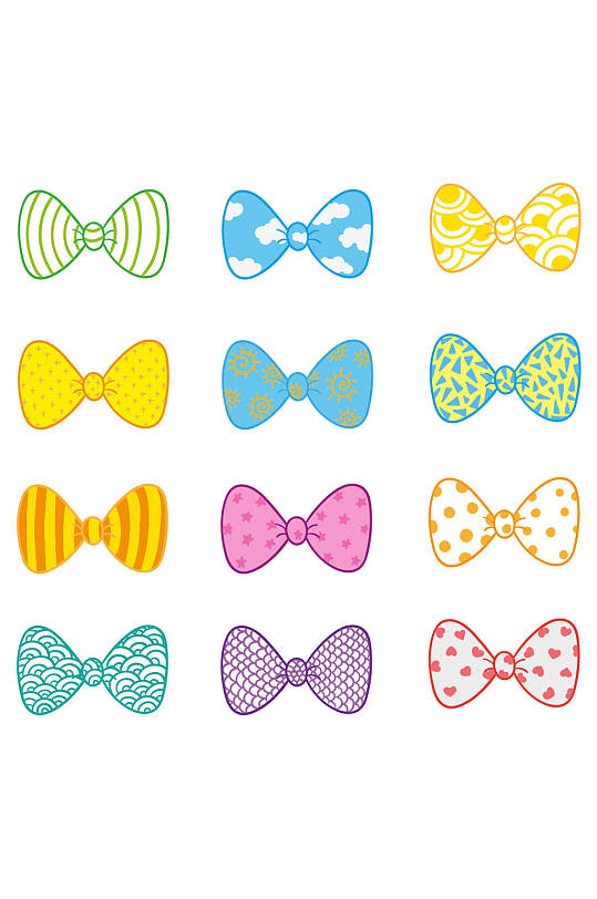 手绘卡通蝴蝶结领结素材设计