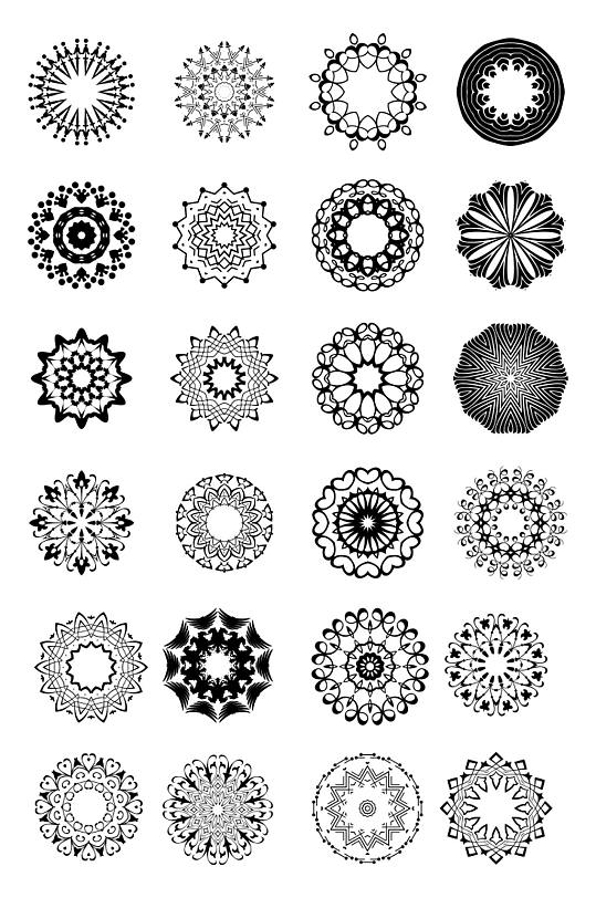 手绘矢量民族风花纹素材设计