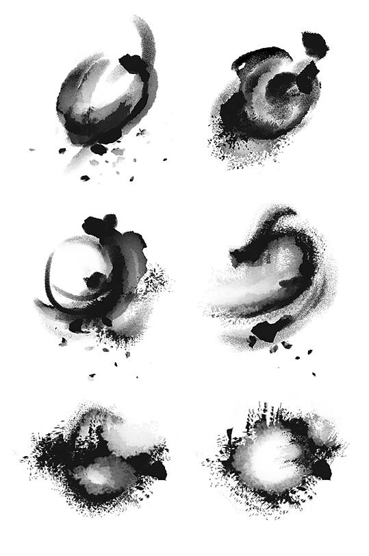 常用古典墨迹墨团素材设计