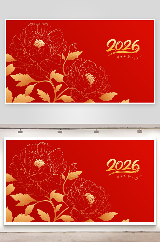 马年新年喜庆底纹背景素材-众图网