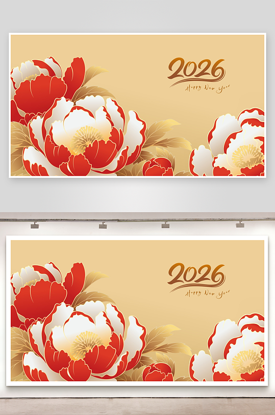 马年新年喜庆底纹背景素材-众图网