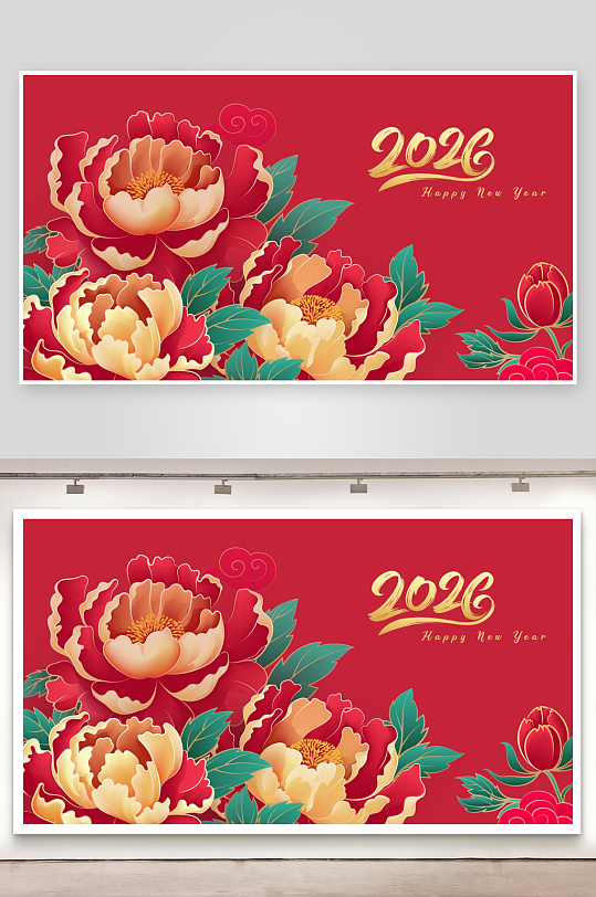 马年新年喜庆底纹背景-众图网