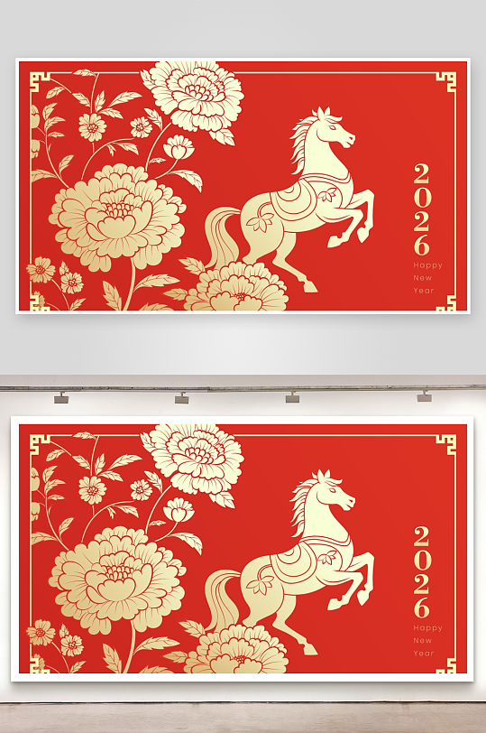 马年新年喜庆底纹背景-众图网