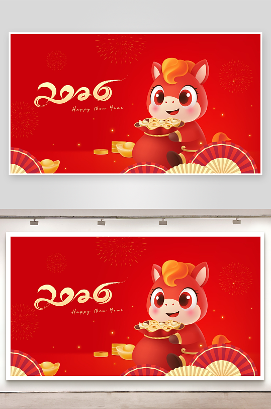 马年新年喜庆底纹背景-众图网