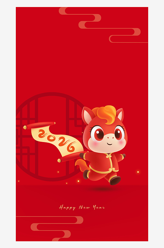 马年新年喜庆底纹背景-众图网