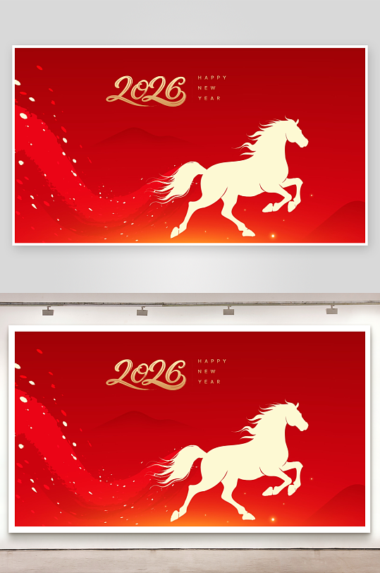 马年喜庆底纹背景模板-众图网