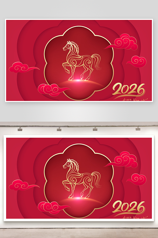 马年喜庆底纹背景素材-众图网