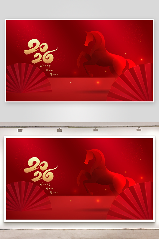 马年喜庆底纹背景素材-众图网