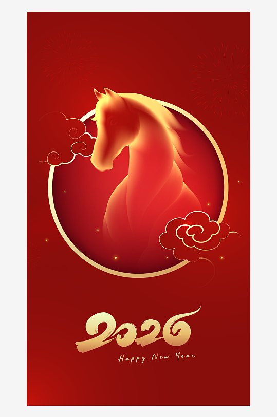 马年喜庆底纹背景素材-众图网