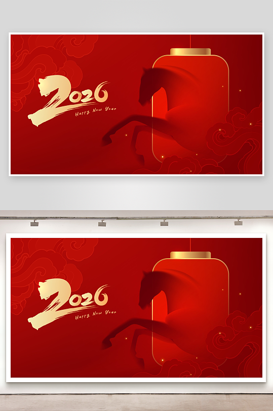 马年喜庆底纹背景素材-众图网