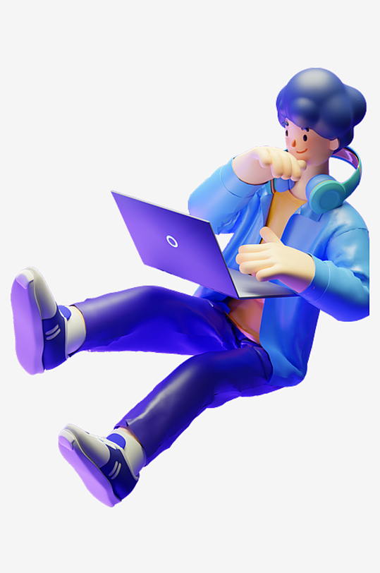 水彩3D立体人物免抠图-众图网