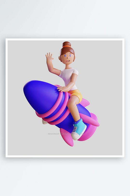 水彩3D立体人物免抠图-众图网