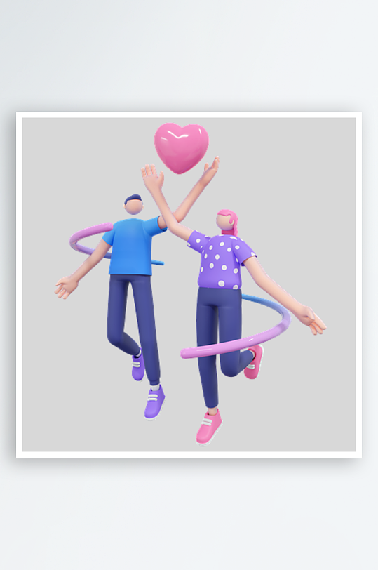 水彩3D立体人物免抠png素材-众图网