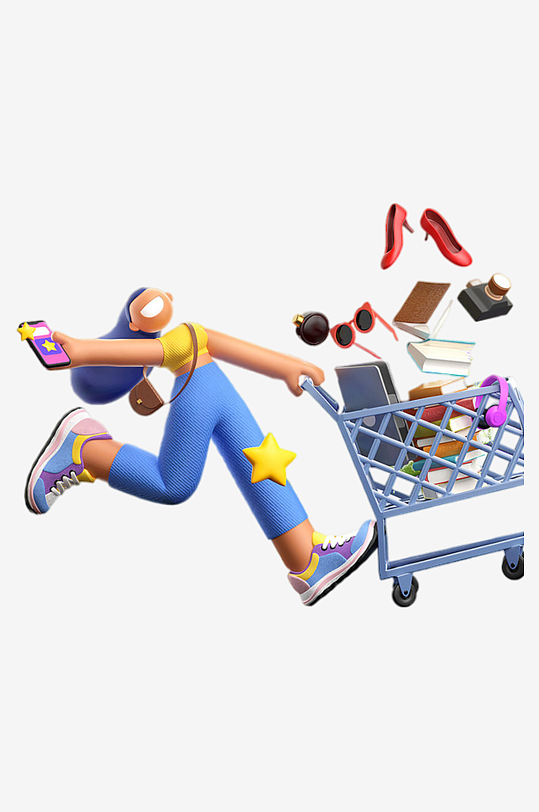 水彩3D立体人物免抠png素材-众图网