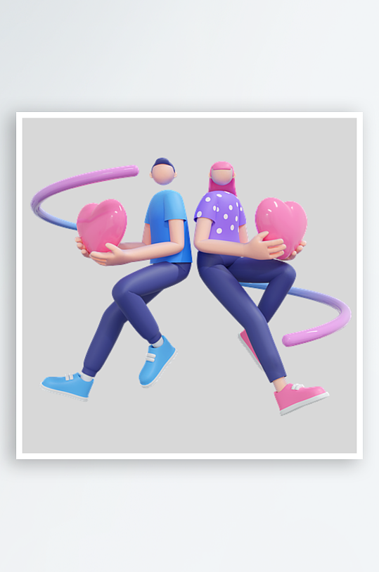 水彩3D立体人物免抠png素材-众图网