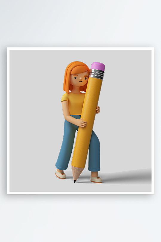 水彩3D人物免抠png素材-众图网