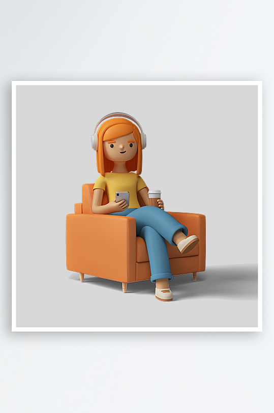 水彩3D人物免抠图片素材-众图网