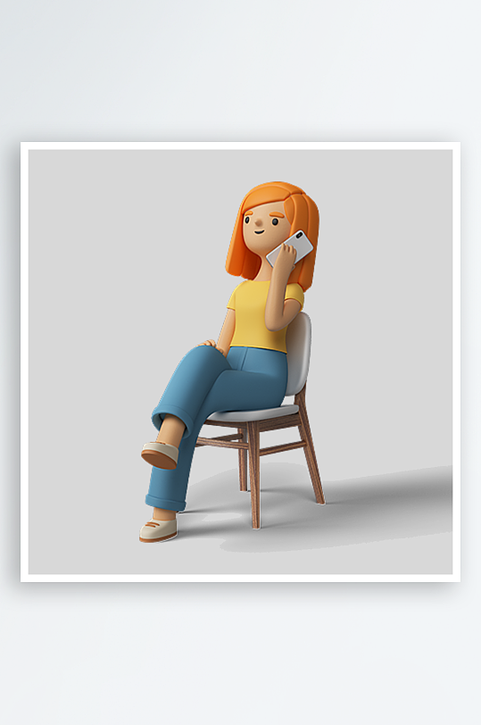 水彩3D人物免抠图片素材-众图网