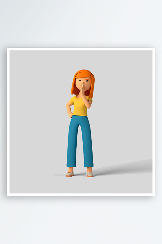 水彩3D人物免抠图片素材-众图网