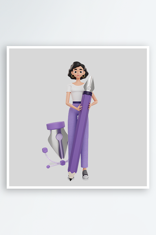 水彩3D人物免抠图片素材-众图网