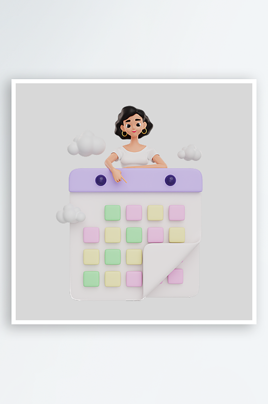 水彩3D人物免抠图片素材-众图网