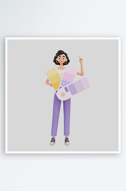 水彩3D人物免抠图片素材-众图网