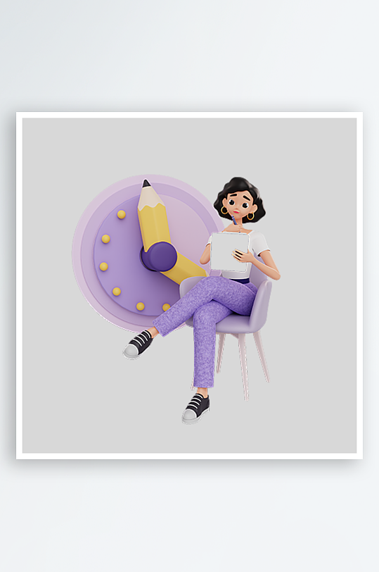 水彩3D人物免抠png图片素材-众图网