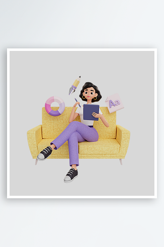 水彩3D人物免抠png图片素材-众图网