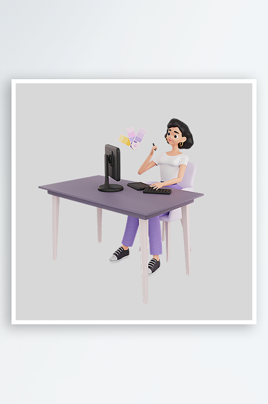 水彩3D人物免抠png图片素材-众图网