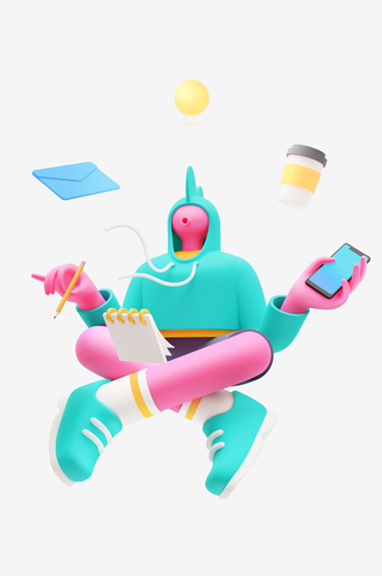 水彩3D人物免抠png图片素材-众图网