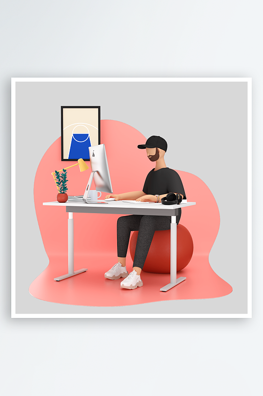 水彩3D人物免抠png图片-众图网