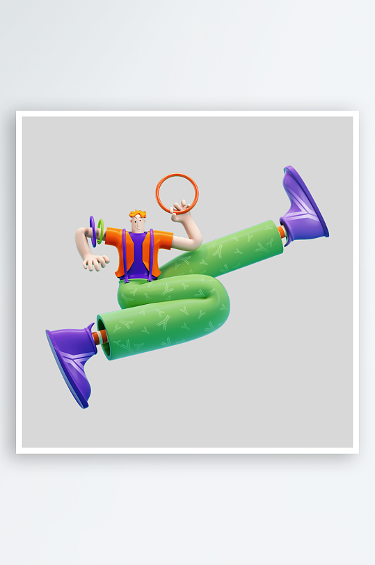 水彩3D人物免抠png图片-众图网